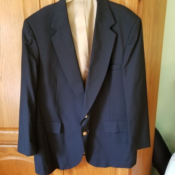 Vintage Stanley Blacker wool blazer size 44s navy blue - Picture 1 of 9